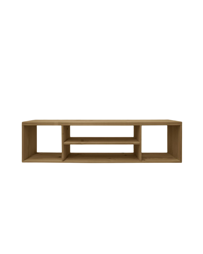 Cannes - Mueble de TV de madera maciza en tono roble oscuro de 160x40cm