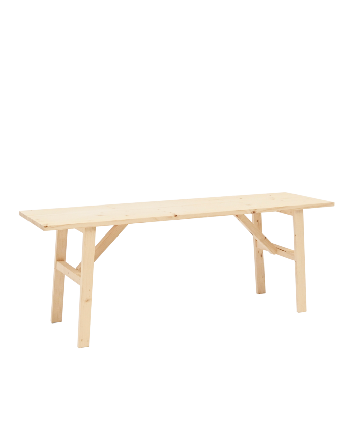 Mónaco - Banqueta de madera maciza en tono natural de 120x45cm