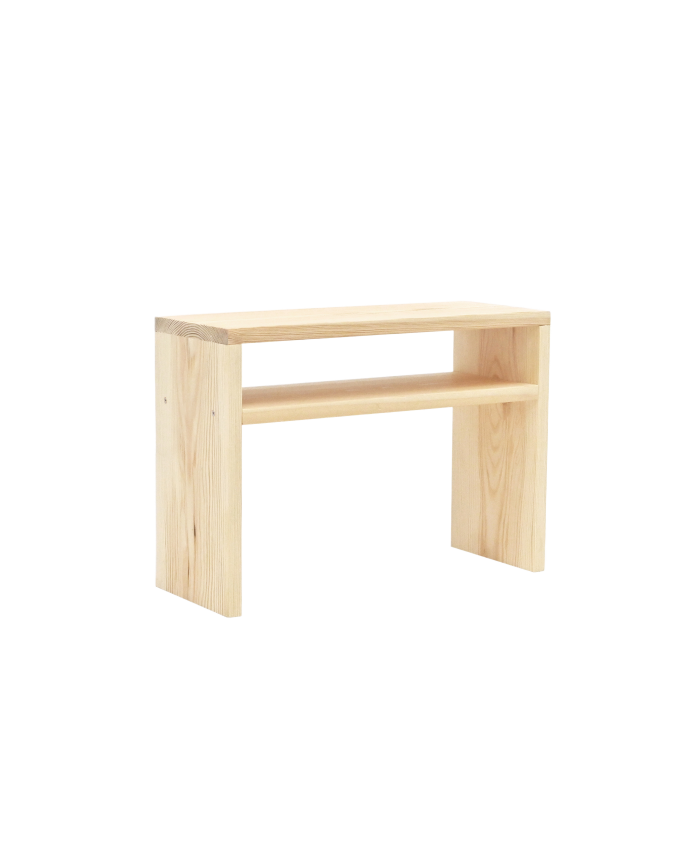 Alba - Mesita de noche de madera maciza en tono natural de 50x36cm