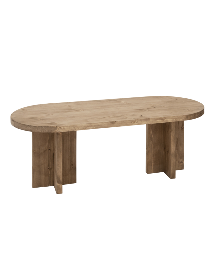 Bisbal - Mesa de centro de madera maciza en tono roble oscuro de de 120x40cm