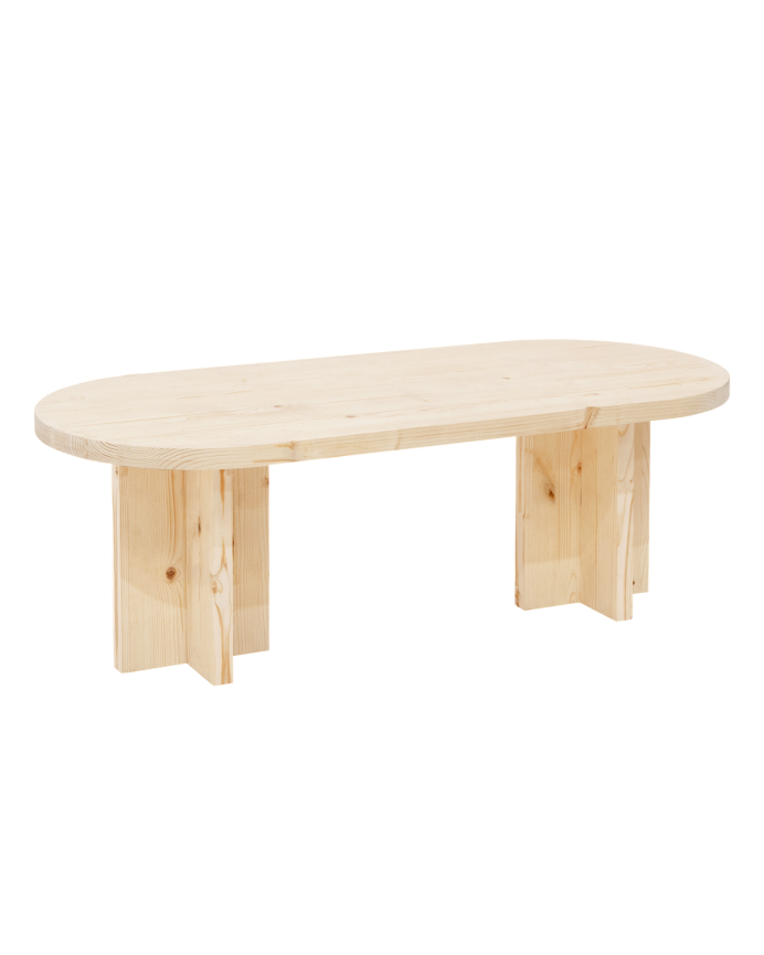 Bisbal - Mesa de centro de madera maciza en tono natural de 120x40cm