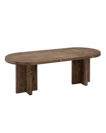 Bisbal - Mesa de centro de madera maciza en tono nogal de de 120x40cm