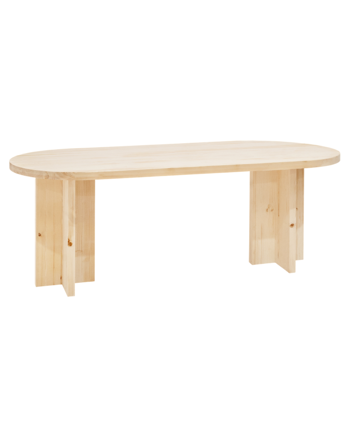 Bisbal - Mesa de comedor de madera maciza ovalada en tono natural de varias medidas