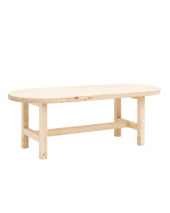 Cadaqués - Mesa de centro de madera maciza en tono natural de 120x40cm