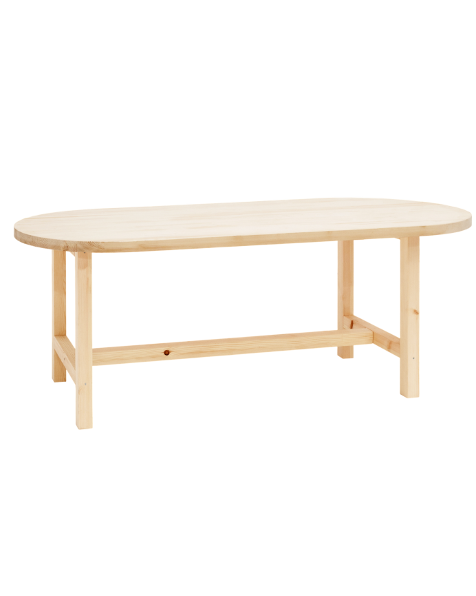 Cadaqués - Mesa de comedor de madera maciza ovalada en tono natural de varias medidas