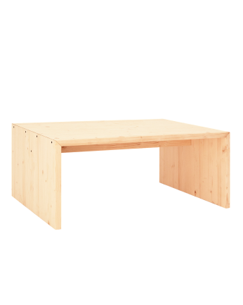 Denia - Mesa de centro de madera maciza en tono natural de 109,4x45x74cm