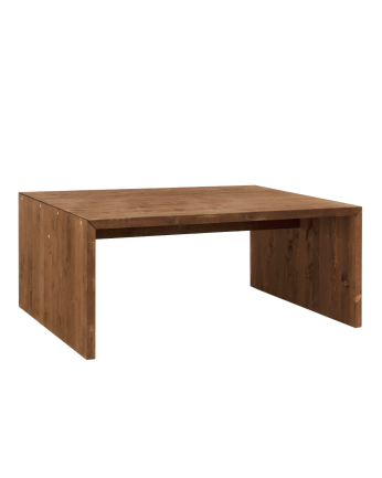 Denia - Mesa de centro de madera maciza en tono nogal de 109,4x45x74cm