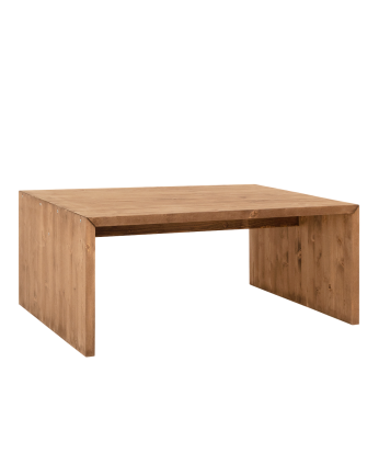 Denia - Mesa de centro de madera maciza en tono roble oscuro de 109,4x45x74cm