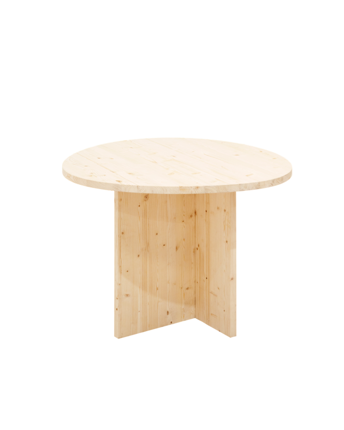 Calella - Mesa de comedor de madera maciza en tono natural de 100cm