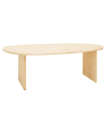 Calella - Mesa de comedor de madera maciza en tono natural de varias medidas