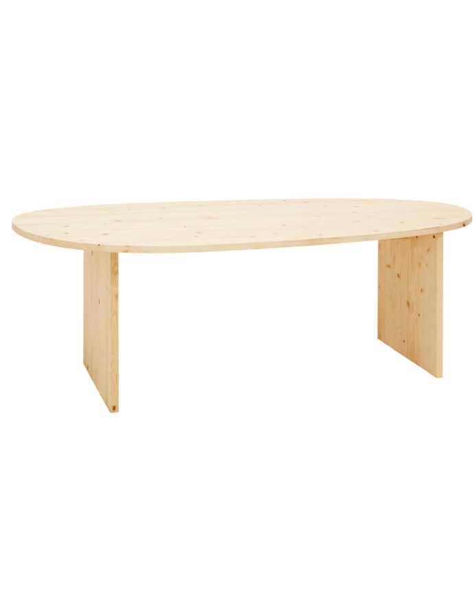 Calella - Mesa de comedor de madera maciza en tono natural de varias medidas