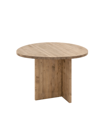 Calella - Mesa de comedor de madera maciza en tono roble oscuro de 100cm