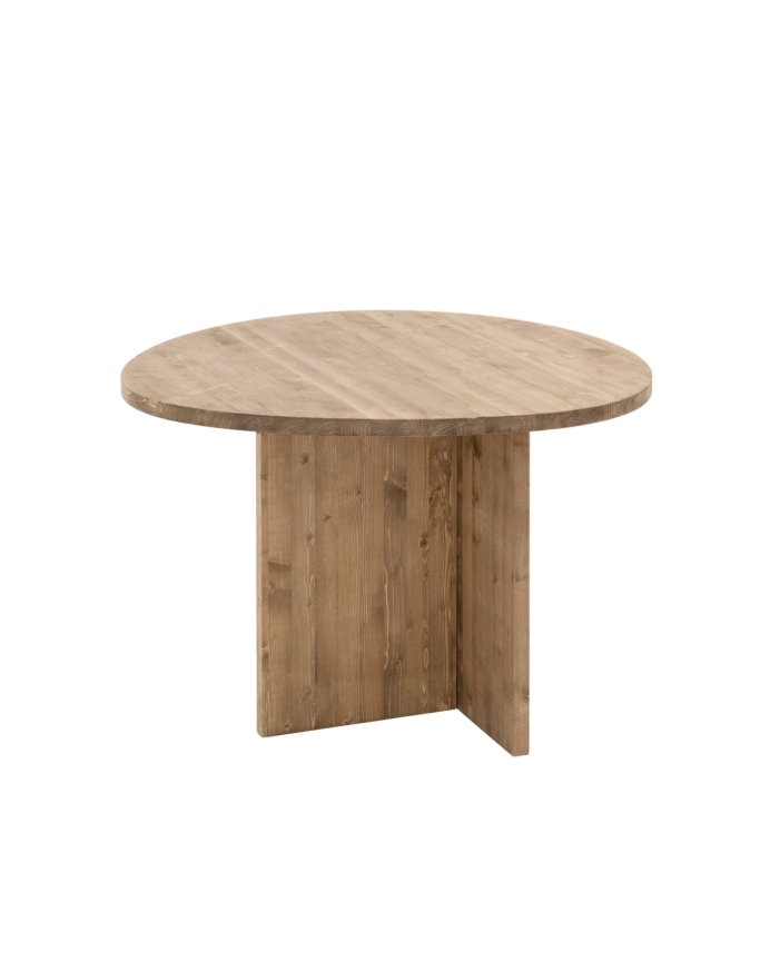 Calella - Mesa de comedor de madera maciza en tono roble oscuro de 100cm