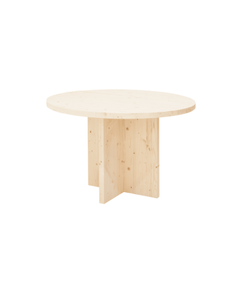 Bisbal - Mesa de comedor redonda de madera maciza en tono natural de Ø110