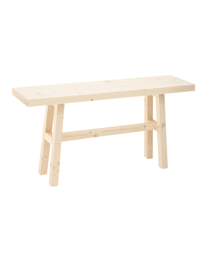 Gandía - Banqueta de madera maciza en tono natural de 100x50cm