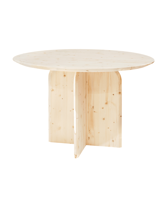 Jávea - Mesa de comedor redonda de madera maciza en tono natural de 110cm