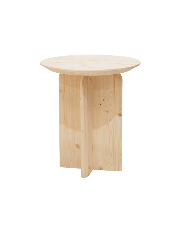 Jávea - Mesa auxiliar de madera maciza en tono natural de 50x45cm