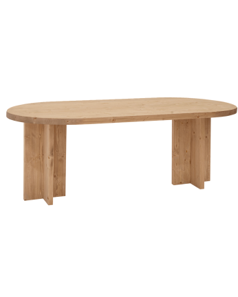 Bisbal - Mesa de comedor de madera maciza ovalada en tono roble medio de varias medidas