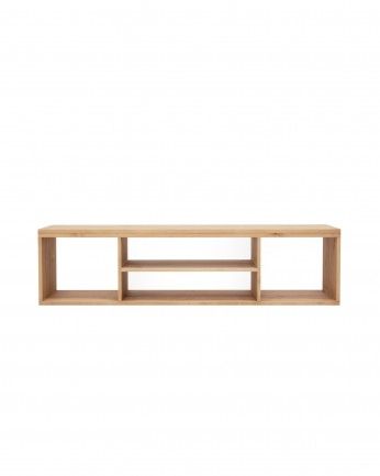 Cannes - Mueble de TV de madera maciza en tono roble medio de 160x40cm