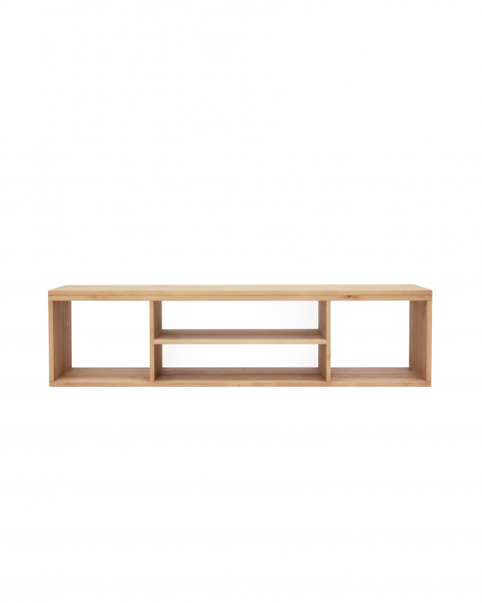 Cannes - Mueble de TV de madera maciza en tono roble medio de 160x40cm