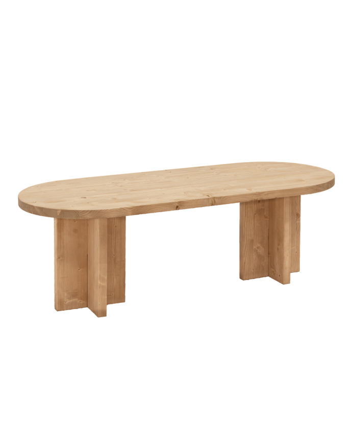 Bisbal - Mesa de centro de madera maciza en tono roble medio de 120x40cm