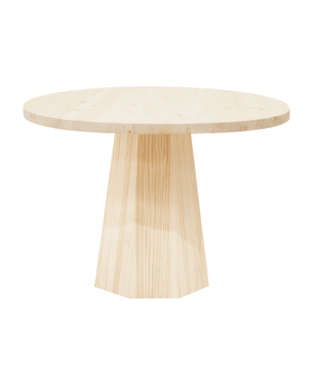 Almuñécar - Mesa de comedor redonda de madera maciza en tono natural de Ø115