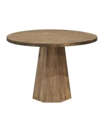 Almuñécar - Mesa de comedor redonda de madera maciza en tono roble oscuro de Ø115