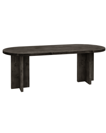 Bisbal - Mesa de comedor de madera maciza ovalada en tono negro de varias medidas