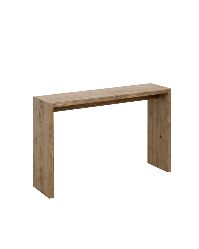 Denia - Consola de madera maciza en tono roble oscuro de 120x80cm