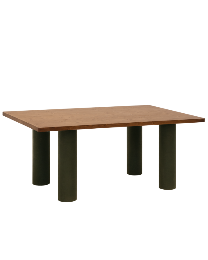 Mesa de comedor rectangular Kenzo IV Roble Oscuro y Verde