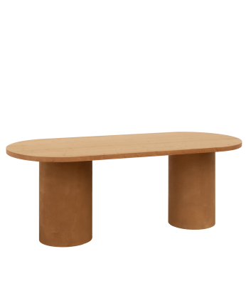 Mesa de comedor ovalada Kenzo II Roble Medio y Terracota