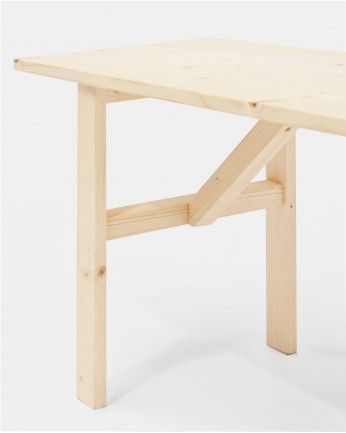 Mónaco - Banqueta de madera maciza en tono natural de 120x45cm