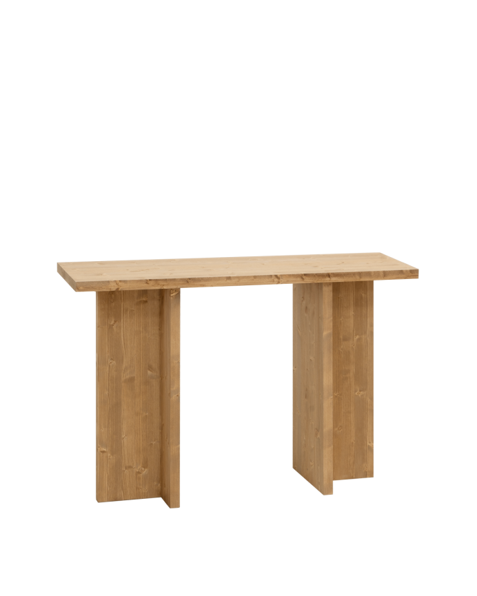 Denia - Consola de madera maciza en tono roble medio de 120x80cm