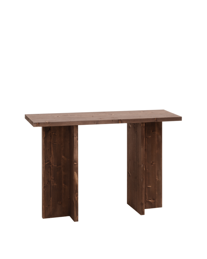 Denia - Consola de madera maciza en tono nogal de 120x80cm