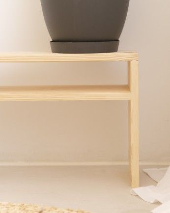 Alba - Mesita de noche de madera maciza en tono natural de 50x36cm