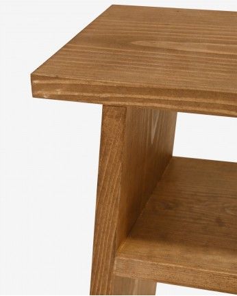 Urko - Mesita elaborada con madera maciza en tono roble oscuro 60x20cm