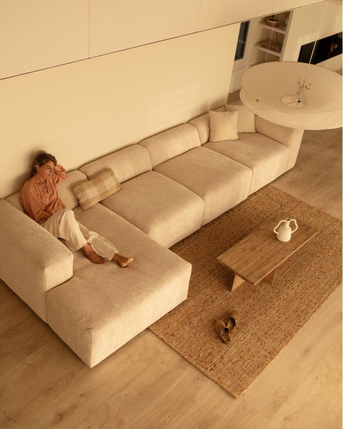 Sofá Bruce chaiselongue recto izquierda Beige 