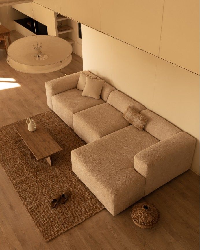 Sofá Bruce chaiselongue recto derecha Beige 