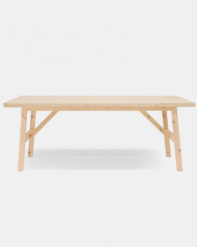 Mónaco - Mesa de comedor de madera maciza en tono natural de varias medidas