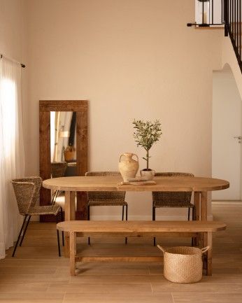 Cadaqués - Mesa de comedor de madera maciza ovalada en tono roble oscuro de varias medidas