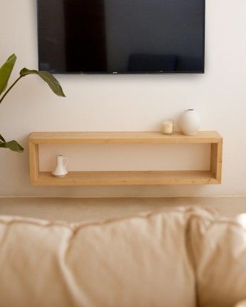 Boston - Mueble de TV de madera maciza en tono roble medio de varias medidas