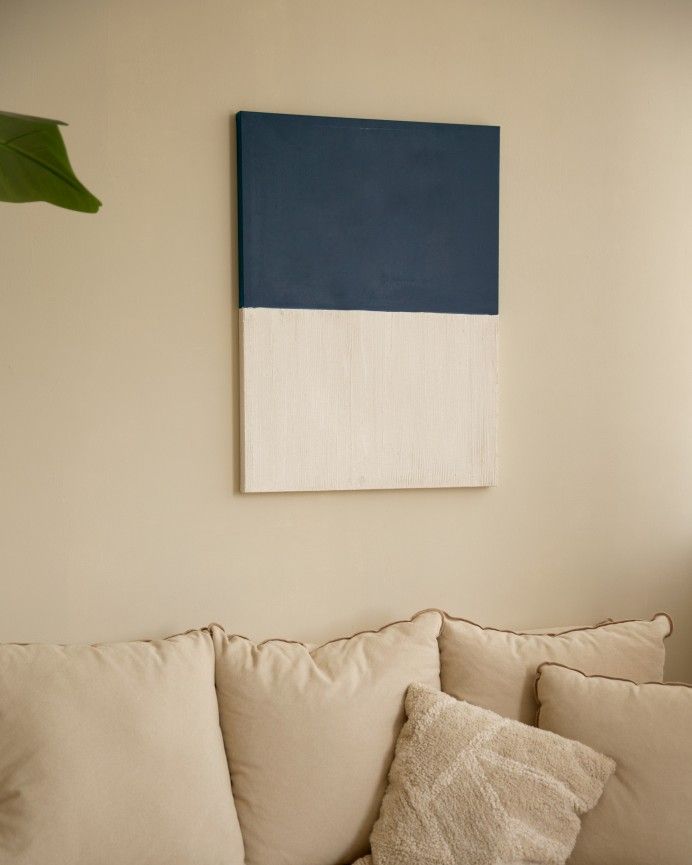 Horizonte - Cuadro azul y blanco sobre algodón con bastidor de madera pintado artesanalmente con pintura óleo en varias medidas