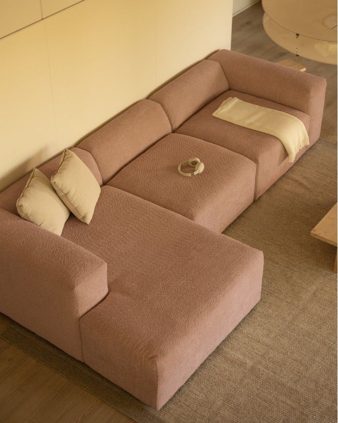 Sofá Bruce chaiselongue recto izquierda Rosa 