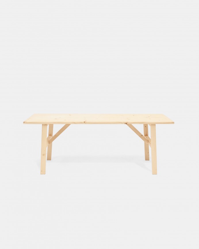 Mónaco - Banqueta de madera maciza en tono natural de 120x45cm