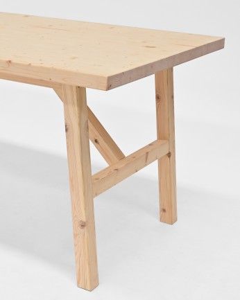 Mónaco - Mesa de comedor de madera maciza en tono natural de varias medidas