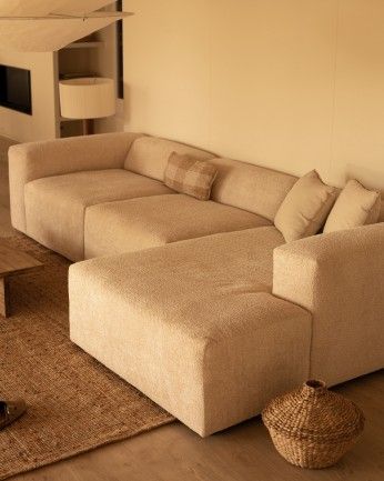 Sofá Bruce chaiselongue recto derecha Beige 