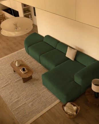 Sofá Bruce chaiselongue curvo derecha Verde 