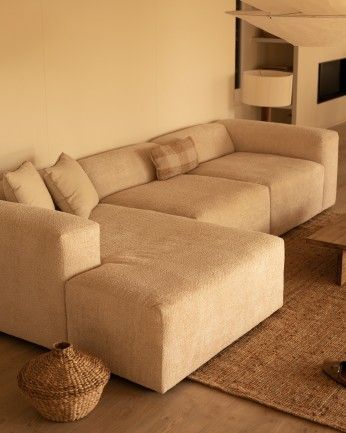 Sofá Bruce chaiselongue recto izquierda Beige 