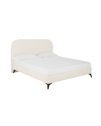 Cama tapizada Bruce de boucle blanco