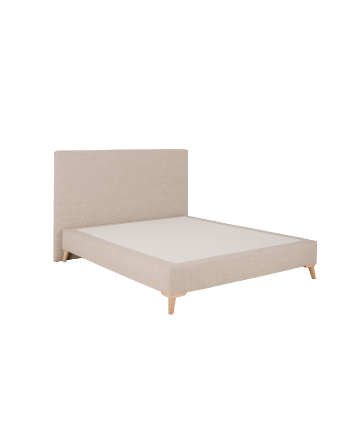 Cama tapizada Mauro de lino beige